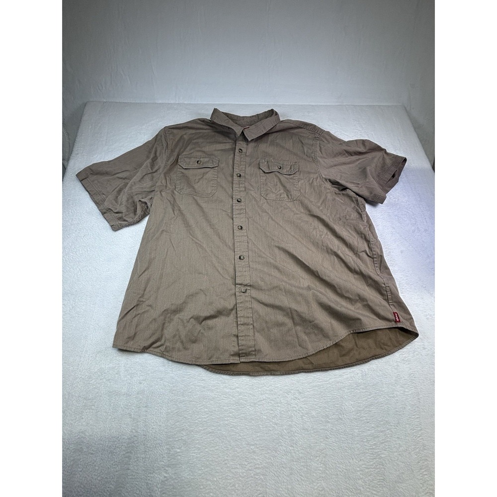 Wrangler Mens Brown Short Sleeve Button Up Shirt Pockets Size 3XL Western